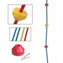   Acélbetétes kötélből készült mászókötél, műanyag mászógumókkal 2,5 m