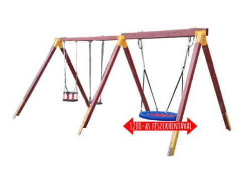 Two-Seater Swing with One Baby Seat, One Flat Seat, and 1200 mm Nest Swing Basket